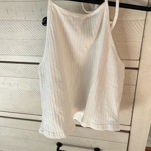 Shein white high neck crop top with around the neck tie straps